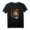 Süßes Kätzchen schaut aus zerrissenem Stoff - Katzen T-Shirt als Geschenk für Herrchen, Frauchen & Katzenliebhaber zum Geburtstag oder Weihnachten