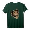 Süßes Kätzchen schaut aus zerrissenem Stoff - Katzen T-Shirt als Geschenk für Herrchen, Frauchen & Katzenliebhaber zum Geburtstag oder Weihnachten