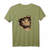 Süßes Kätzchen schaut aus zerrissenem Stoff - Katzen T-Shirt als Geschenk für Herrchen, Frauchen & Katzenliebhaber zum Geburtstag oder Weihnachten