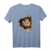 Süßes Kätzchen schaut aus zerrissenem Stoff - Katzen T-Shirt als Geschenk für Herrchen, Frauchen & Katzenliebhaber zum Geburtstag oder Weihnachten