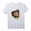 Süßes Kätzchen schaut aus zerrissenem Stoff - Katzen T-Shirt als Geschenk für Herrchen, Frauchen & Katzenliebhaber zum Geburtstag oder Weihnachten