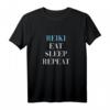 Reiki Eat Sleep Repeat - Spirituelles Yoga Spruch T-Shirt für Yoga-, Reiki- und Spiritualitätsliebhaber, ideales Geschenk für Sommer, Freunde und Familie