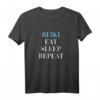 Reiki Eat Sleep Repeat - Spirituelles Yoga Spruch T-Shirt für Yoga-, Reiki- und Spiritualitätsliebhaber, ideales Geschenk für Sommer, Freunde und Familie