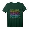 NASA Neon Rainbow Repeat Text Logo Premium T-Shirt – Offiziell lizenzierte Raumfahrt-Mode für NASA Fans