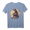 Kawaii Samurai Ninja Katze T-Shirt – Japanisches Katzen-Design im Anime-Stil mit Samurai-Schwert für Fans von japanischer Kultur und Katzenliebhabern