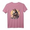Kawaii Samurai Ninja Katze T-Shirt – Japanisches Katzen-Design im Anime-Stil mit Samurai-Schwert für Fans von japanischer Kultur und Katzenliebhabern