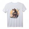 Kawaii Samurai Ninja Katze T-Shirt – Japanisches Katzen-Design im Anime-Stil mit Samurai-Schwert für Fans von japanischer Kultur und Katzenliebhabern