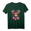Hirsch T-Shirt Damen mit bunten Blumen - Lustiges Trachtenshirt für Oktoberfest, Volksfest & Wiesn, passendes Dirndl Ersatz