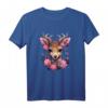 Hirsch T-Shirt Damen mit bunten Blumen - Lustiges Trachtenshirt für Oktoberfest, Volksfest & Wiesn, passendes Dirndl Ersatz