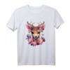 Hirsch T-Shirt Damen mit bunten Blumen - Lustiges Trachtenshirt für Oktoberfest, Volksfest & Wiesn, passendes Dirndl Ersatz