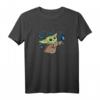 Star Wars The Mandalorian The Child with Blue Butterflies T-Shirt - Cute Grogu Baby Yoda Shirt for Women, Men, Boys & Girls