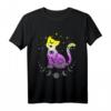 Non-Binary Pride T-Shirt mit Astronomie und Katze - Buntes Design in Pride-Flaggenfarben für LGBTQ+ Community