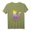 Non-Binary Pride T-Shirt mit Astronomie und Katze - Buntes Design in Pride-Flaggenfarben für LGBTQ+ Community