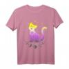 Non-Binary Pride T-Shirt mit Astronomie und Katze - Buntes Design in Pride-Flaggenfarben für LGBTQ+ Community