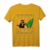 Lustiges schwarze Katze 'What?' Pushing Christmas Tree Ugly Sweater T-Shirt – Perfektes Geschenk für Katzenliebhaber zu Weihnachten, Halloween, Valentinstag & Muttertag