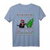 Lustiges schwarze Katze 'What?' Pushing Christmas Tree Ugly Sweater T-Shirt – Perfektes Geschenk für Katzenliebhaber zu Weihnachten, Halloween, Valentinstag & Muttertag