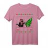 Lustiges schwarze Katze 'What?' Pushing Christmas Tree Ugly Sweater T-Shirt – Perfektes Geschenk für Katzenliebhaber zu Weihnachten, Halloween, Valentinstag & Muttertag