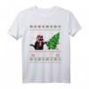 Lustiges schwarze Katze 'What?' Pushing Christmas Tree Ugly Sweater T-Shirt – Perfektes Geschenk für Katzenliebhaber zu Weihnachten, Halloween, Valentinstag & Muttertag