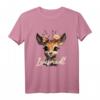Reh Hirsch T-Shirt Damen - Lustiges Trachten T-Shirt für Oktoberfest & Volksfest, Dirndl-Alternative mit Hirschkopf Motiv