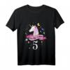Kinder 5. Geburtstag Geschenk - Mädchen Einhorn T-Shirt, klassisch geschnitten, doppelt genähter Saum