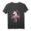 Kinder 5. Geburtstag Geschenk - Mädchen Einhorn T-Shirt, klassisch geschnitten, doppelt genähter Saum