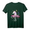 Kinder 5. Geburtstag Geschenk - Mädchen Einhorn T-Shirt, klassisch geschnitten, doppelt genähter Saum
