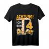 Kinder 4. Geburtstag Bagger T-Shirt – Lustiges Baustellen Geschenk für Jungen zum 4. Geburtstag & Geburtstagsparty