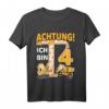 Kinder 4. Geburtstag Bagger T-Shirt – Lustiges Baustellen Geschenk für Jungen zum 4. Geburtstag & Geburtstagsparty
