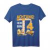 Kinder 4. Geburtstag Bagger T-Shirt – Lustiges Baustellen Geschenk für Jungen zum 4. Geburtstag & Geburtstagsparty