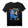 Kinder Dino T-Shirt zum 4. Geburtstag - Lustiges Geburtstagsgeschenk für kleine Dino-Fans
