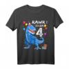 Kinder Dino T-Shirt zum 4. Geburtstag - Lustiges Geburtstagsgeschenk für kleine Dino-Fans