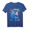 Kinder Dino T-Shirt zum 4. Geburtstag - Lustiges Geburtstagsgeschenk für kleine Dino-Fans