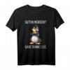 Lustiges Pinguin T-Shirt mit Spruch 'Guten Morgen? Ganz Dünnes Eis' - Witziges Halbarm Shirt in Schwarz für Morgenmuffel & Kollegen
