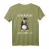 Lustiges Pinguin T-Shirt mit Spruch 'Guten Morgen? Ganz Dünnes Eis' - Witziges Halbarm Shirt in Schwarz für Morgenmuffel & Kollegen
