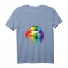 LGBTQ+ Damen T-Shirt mit Lippen und V-Ausschnitt – Stolz zeigen & Unterstützung ausdrücken, perfektes Geschenk für Schwule, Lesben, Bisexuelle & Transgender