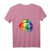 LGBTQ+ Damen T-Shirt mit Lippen und V-Ausschnitt – Stolz zeigen & Unterstützung ausdrücken, perfektes Geschenk für Schwule, Lesben, Bisexuelle & Transgender