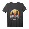 Cats and Wine make everything fine - Lustiges Katzen Wein T-Shirt für Wein- und Katzenliebhaber, perfekt als Geschenk zum Geburtstag oder Weinabend