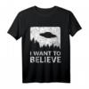 I want to believe - UFO Alien Vintage Foto Poster T-Shirt – Geschenk für UFO- und Sci-Fi-Fans zu Karneval, Weihnachten, Geburtstag oder Uni Abschluss