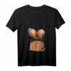 Damen Fake Bauchmuskelshirt mit Bikini-Design & Big Brüste - Lustiges Halloween und Strand T-Shirt mit V-Ausschnitt