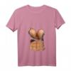 Damen Fake Bauchmuskelshirt mit Bikini-Design & Big Brüste - Lustiges Halloween und Strand T-Shirt mit V-Ausschnitt
