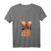 Damen Fake Bauchmuskelshirt mit Bikini-Design & Big Brüste - Lustiges Halloween und Strand T-Shirt mit V-Ausschnitt