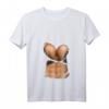 Damen Fake Bauchmuskelshirt mit Bikini-Design & Big Brüste - Lustiges Halloween und Strand T-Shirt mit V-Ausschnitt