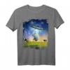 Capybara UFO Entführung Lustiges T-Shirt – Humorvolles Tier- und Sci-Fi Design, klassisch geschnitten, doppelt genähter Saum