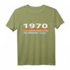 Vintage Retro Stripes 1970 Geburtstagsjahr T-Shirt – Klassisches Design mit Hund und chinesischem Tierzeichen für Herren und Damen