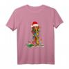 Langhaar Dachshund Weihnachten Xmas Santa Dackel T-Shirt - Lustiges Geschenk für Hundeliebhaber und Haustierfreunde zu Weihnachten und Geburtstagen