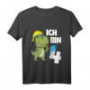 Kinder 4. Geburtstag Feuerwehr Junge Dino Dinosaurier T-Shirt - Lustiges Geburtstagsoutfit für kleine Feuerwehrleute und Dino-Fans