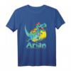 Kinder Dinosaurier T-Shirt mit Namen Arian – Personalisiertes Schulanfangsgeschenk für Jungs & Dino-Fans