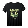 Kinder Dino T-Shirt zum 6. Geburtstag - Lustiges T-Rex Dinosaurier Shirt für Jungen mit 'Rawr! Ich bin 6' Motiv