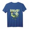 Kinder Dino T-Shirt zum 6. Geburtstag - Lustiges T-Rex Dinosaurier Shirt für Jungen mit 'Rawr! Ich bin 6' Motiv