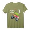 Kinder Geburtstag T-Shirt für 7-Jährige - Dinosaurier & Monster Truck Motiv für Jungen und Mädchen, klassisch geschnitten